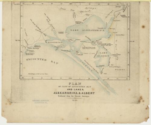 Plan of part of Encounter Bay and Lakes Alexandrina and Albert, reduced from the recent surveys, 1840 [cartographic material]