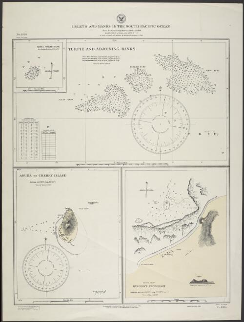 Islets and banks in the South Pacific Ocean [cartographic material] : from British surveys between 1894 and 1898 / Hydrographic Office, U.S. Navy