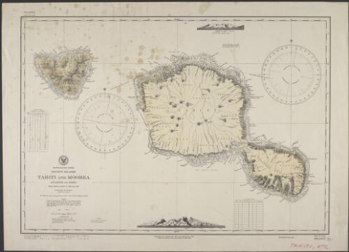 Tahiti and Moorea (Otaheite and Eimeo), Society Islands, South Pacific Ocean [cartographic material] : from French surveys in 1869 and 1885 / Hydrographic Office, U.S. Navy