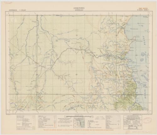 Cooktown Queensland [cartographic material] / prepared by Survey Office, Department of Public Lands, Queensland ; reproduced by 2/1 Aust. Army Topo. Svy. Coy. Jan. '43