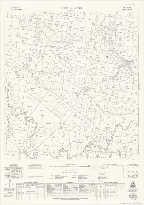 Queensland 1:25 000 series cadastral map. 9341-31, Loch Lomond [cartographic material] / Drawn and published by the Department of Mapping and Surveying, Brisbane
