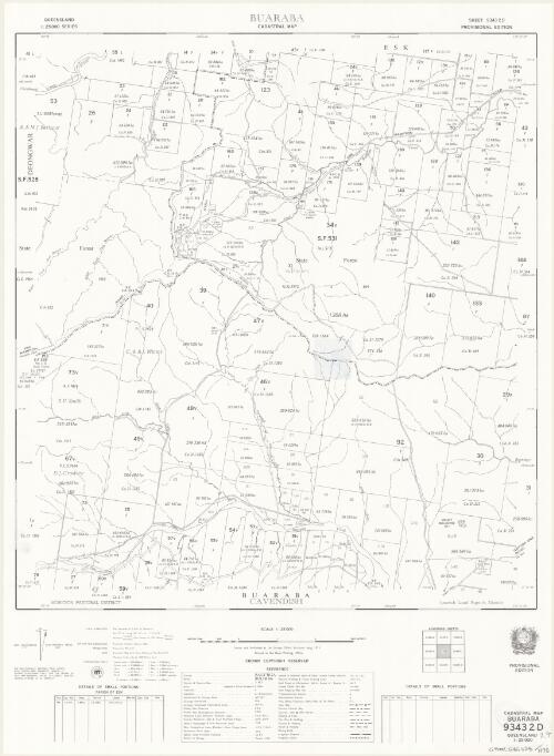 Queensland 1:25 000 series cadastral map. 9343 2 D, Buaraba [cartographic material] / drawn and published at the Survey Office