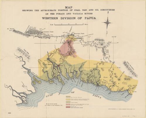 Map showing the approximate position of coal, gas, and oil discoveries on the Purari and Vailala Rivers, Western Division of Papua [cartographic material]