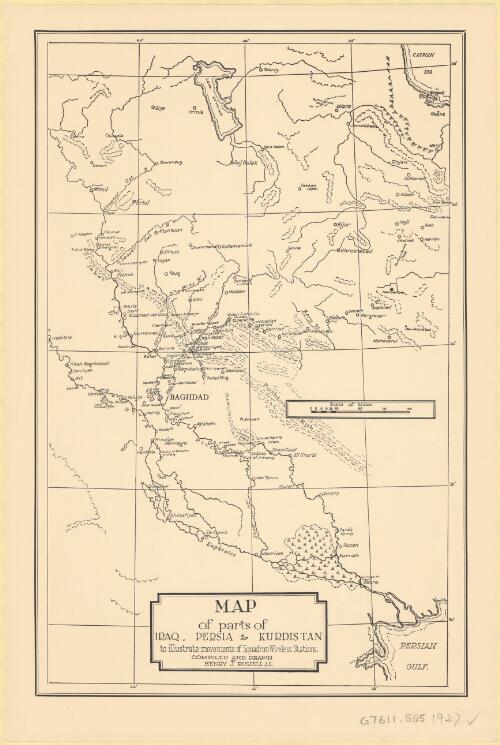 Map of parts of Iraq, Persia & Kurdistan to illustrate movements of squadron wireless stations [cartographic material] / compiled and drawn by Henry J. Russell