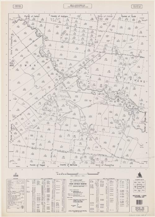 Queensland 1:25 000 series cadastral map. 9242-32, Ellangowan [cartographic material] / produced by the Department of Lands in consultation with CAD Mapping
