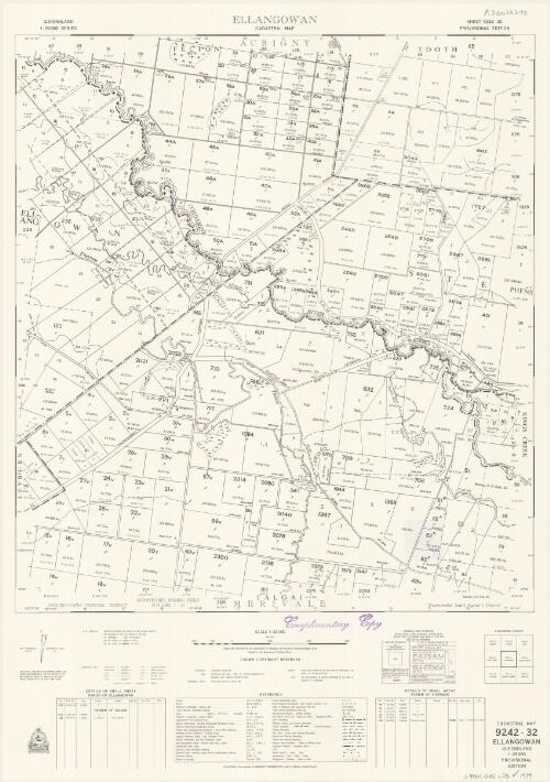 Queensland 1:25 000 series cadastral map. 9242-32, Ellangowan [cartographic material] / Drawn and published by the Department of Mapping and Surveying, Brisbane