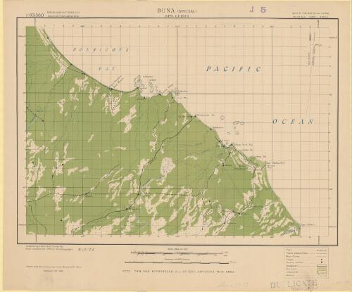 Buna (special) [cartographic material] : New Guinea / compiled by 3 Aust. Field Survey Coy. from uncontrolled vertical air photographs ; drawn and reproduced by 1 Aust Mobile Litho Sect. November 29, 1942