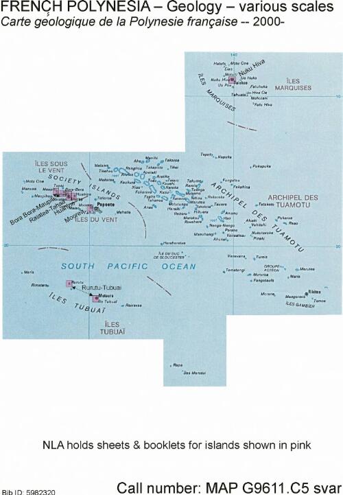 Carte géologique de la Polynésie française [cartographic material] / éditeur, BRGM