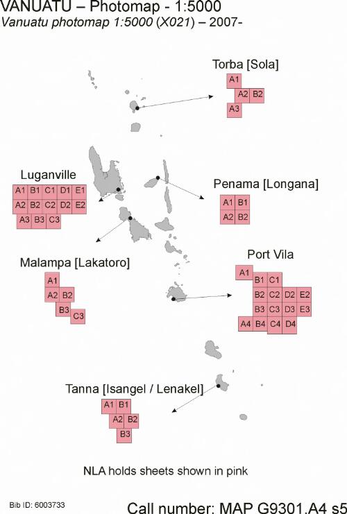 Vanuatu photomap 1:5 000 [cartographic material]  = Vanuatu carte de photo 1:5,000 / produced with the assistance of the Government of Australia  = réalisé avec l'assistance du gouvernement de l'Australien
