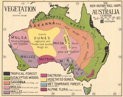 The new Oxford wall maps of Australia [cartographic material]. Vegetation / by Griffith Taylor