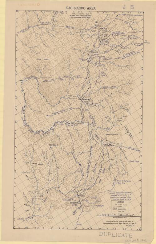 Kagi-Naoro area [cartographic material] / compiled by 2 Aust. Field Svy. Sec., Sept '42 ; reproduced by 2/1 Aust. Army Topo. Svy. Co., Sept. '42
