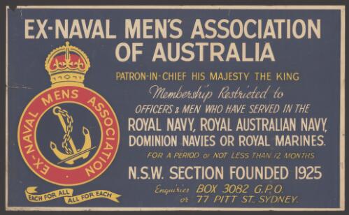 Ex-Naval Men's Association of Australia : patron-in-chief His Majesty the King