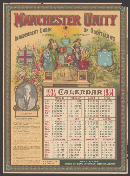 Manchester Unity Independent Order of Oddfellows Friendly Society in Victoria : Calendar, 1934
