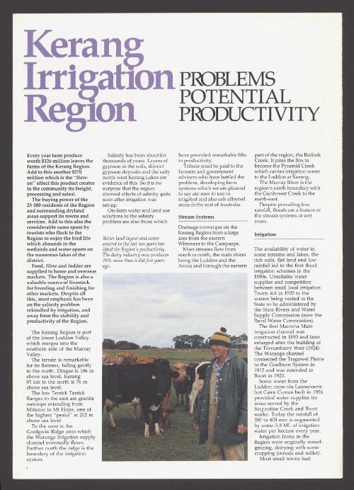 Kerang irrigation region : problems, potential, productivity