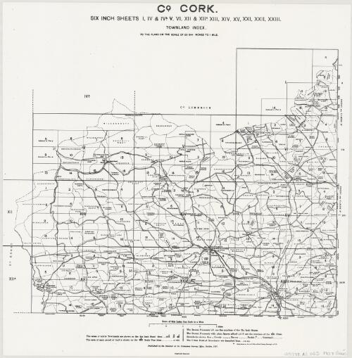 Co. Cork : six inch sheets ... : townland index to the plans on the scale of 25.344 inches to 1 mile / Ordnance Survey of Ireland