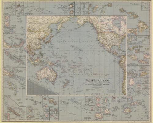 Pacific Ocean / compiled and drawn in the Cartographic Section of the National Geographic Society for the National geographic magazine ; Gilbert Grosvenor, editor ; Albert H. Bumstead, chief cartographer ; culture by James M. Darley ; physiography by Charles E. Riddiford