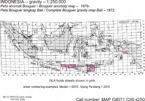 Peta anomali bouguer : [Indonesia] = Anomaly bouguer map : [Indonesia] / Pusat Penelitian dan Pengembangan Geologi = Geological Research and Development Centre, Kepala
