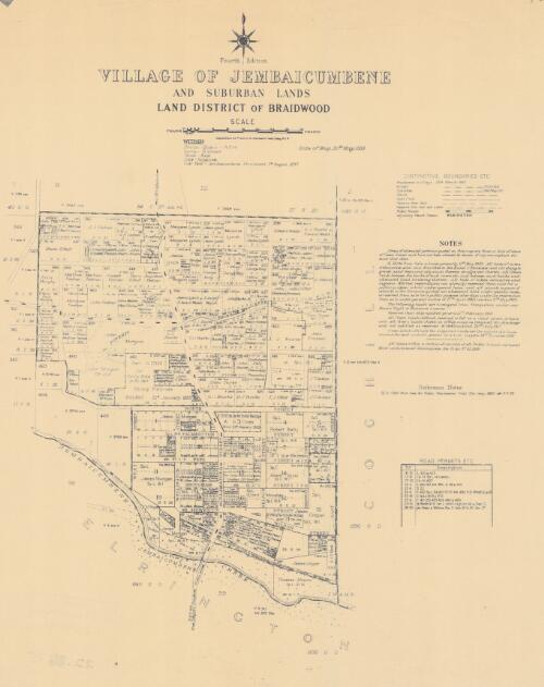 Village of Jembaicumbene and suburban lands : Land District of Braidwood, division eastern, county - St Vincent, Parish - Boyle, Shire - Tallaganda / compiled, drawn and printed at the Department of Lands, Sydney, N.S.W