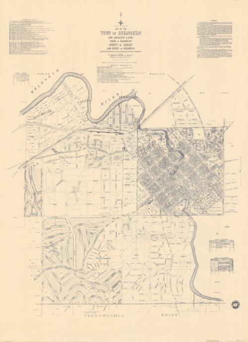 Map of the town of Queanbeyan and adjacent lands : Parish of Queanbeyan, County of Murray, Land District of Queanbeyan, Eastern Division, N.S.W. & Australian Capital Territory / compiled, drawn and printed at the Department of Lands, Sydney, N.S.W