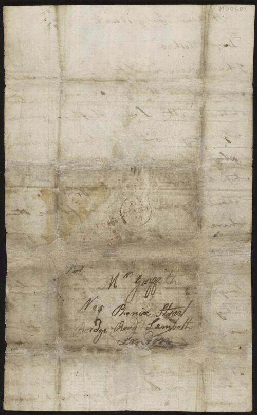 Letter from James Griffiths in Portsmouth, to his mother dated July 11th, 1822 [manuscript]