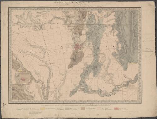 Geological Survey of Victoria. No. 6 : N.E., Part of Lancefield, Part of Springfield [cartographic material] / surveyed ... under the direction of Alfred R.C. Selwyn, Govt. Geologist ; C.D.H. Aplin, Assistant ; J.L. Ross, engraver ; hills lithographed by R. Shepherd ; J. Wilkinson, draughtsman ; Joseph Pittman, colorist