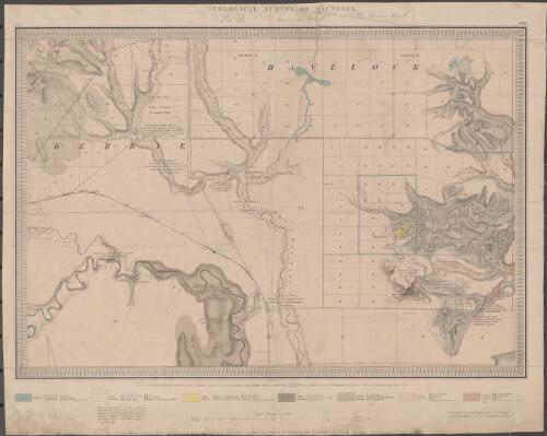 Geological Survey of Victoria. No. 6 : S.E., [Part of Kerrie, Part of Havelock] [cartographic material] / surveyed ... under the direction of Alfred R.C. Selwyn, Govt. Geologist ; N. Taylor & C.D.H. Aplin, Assistants ; J.D. Brown, engraver ; hills lithographed by R. Shepherd ; J. Wilkinson, draughtsman ; Joseph Pittman, colorist