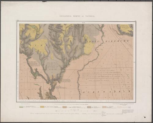 Geological Survey of Victoria. No. 26 : S.E., [Part of Bamganie, Part of Coole Barghurk] [cartographic material] / surveyed ... under the direction of Alfred R.C. Selwyn, Govt. Geologist ; geologically & topographically surveyed by C. Wilkinson & R. Murray, Field Geologists, 1866 ; lithographed by Richd. Shepherd