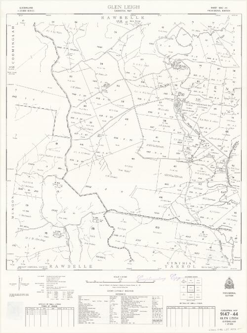 Queensland 1:25 000 series cadastral map. 9147-44, Glen Leigh [cartographic material] / Department of Mapping and Surveying