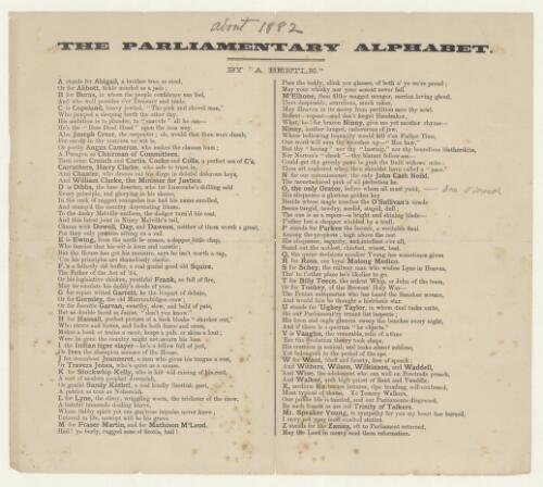 The Parliamentary alphabet / by "A Beetle"