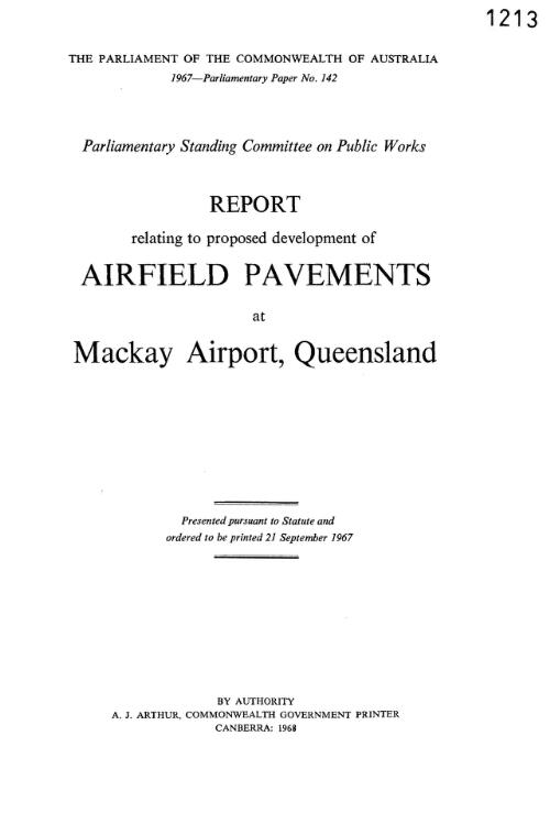 Report relating to the proposed development of airfield pavements at Mackay Airport, Queensland