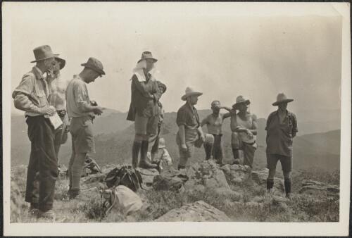 Hiking group resting on Mt. Howitt, Victoria, 1932, 1 / Lionel Dudgeon