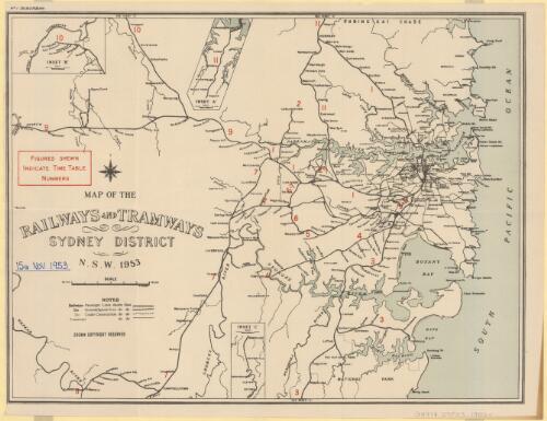 Map of the railways and tramways, Sydney district, N.S.W. 1953 / C.C. Allen