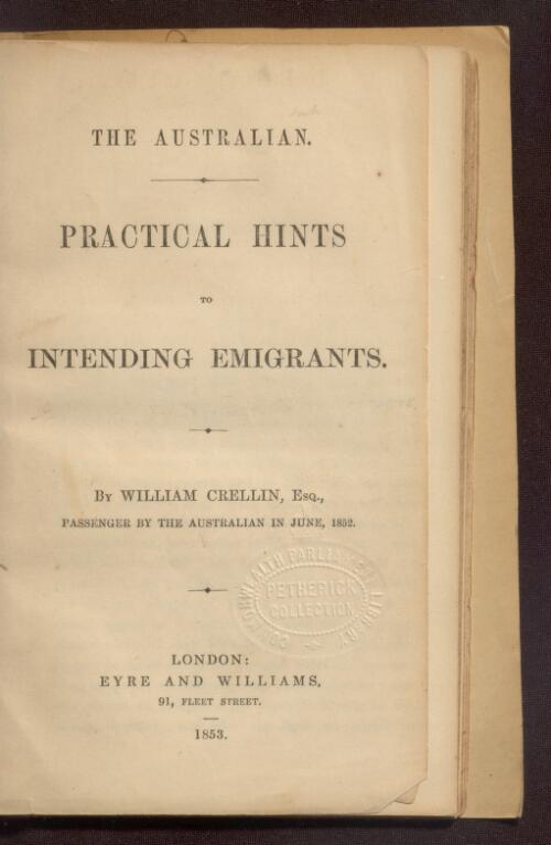 The Australian : practical hints to intending emigrants