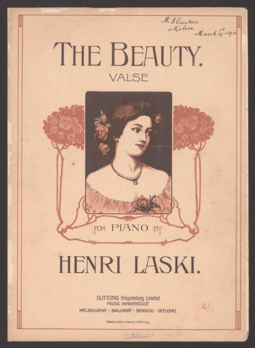 The beauty : valse : for piano / by Henri Laski