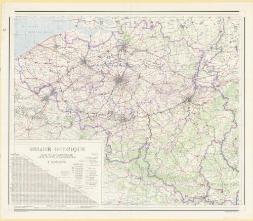 België : kaart van de Verkeerswegen / Militair Geografisch Institut, Brussel  = Belgique : Carte des voies de communication / Institut Géographique Militaire, Bruxelles