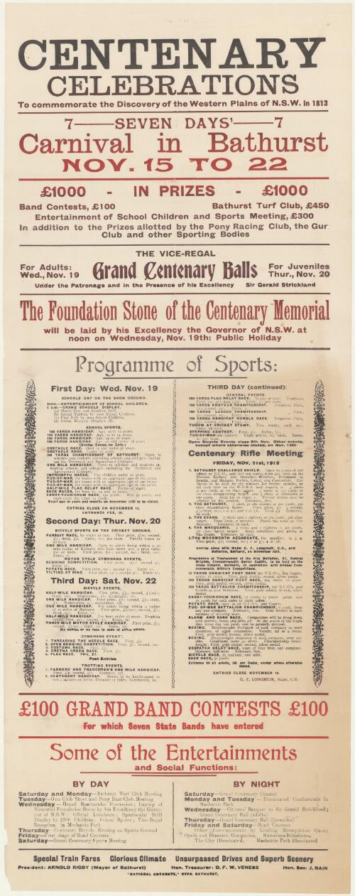 [Collection of broadsides relating to centenary celebrations around Australia]