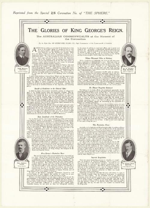 The glories of King George's reign : the Australian Commonwealth at the moment of the coronation / by Sir George Reid