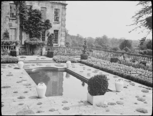 Pool and formal garden at Kingston Maurward House, Dorchester, England, 1940 / Michael Terry