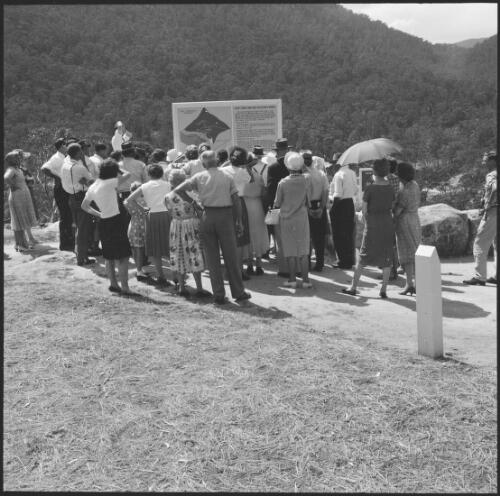 Tourist gathered at Island Bend, Snowy Mountains, New South Wales, 1963 / Michael Terry