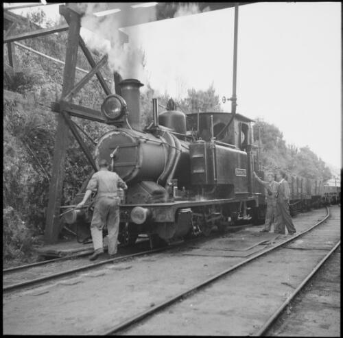 Steam locomotive on the tracks, Queenstown, Tasmania, 1961, 1 / Michael Terry