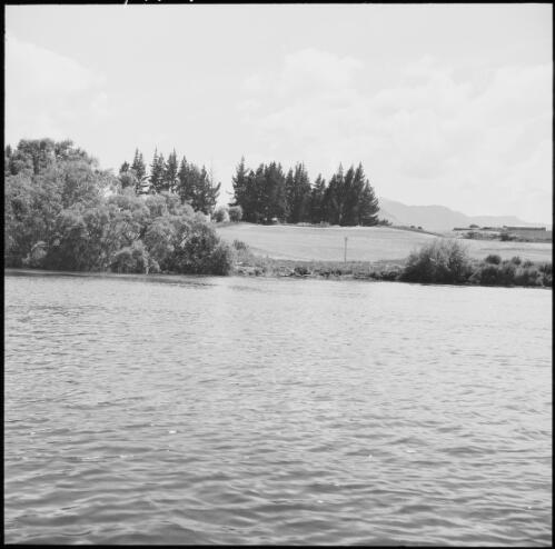 Farm viewed from water, New Zealand, approximately 1970 / Michael Terry