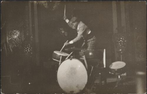 Drummer from the Norman Thomas Quintet during a performance, 1936, 2