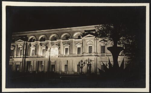 Treasury Building illuminated for the Melbourne Centenary, 1934