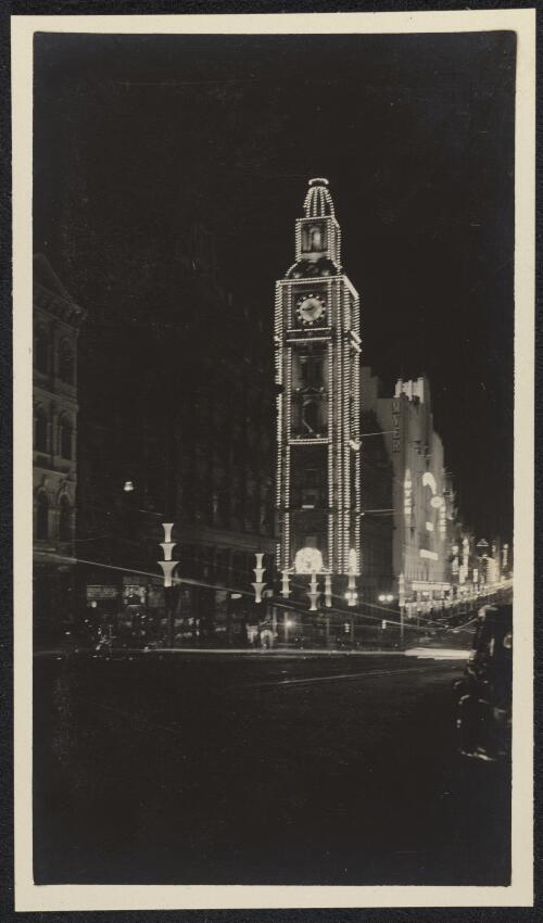 General Post Office illuminated for the Melbourne Centenary, 1934