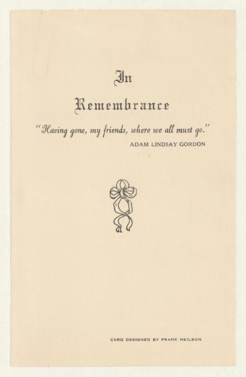 Lines written in memory of Adam Lindsay Gordon, 15th June 1938 / by Shaw Neilson