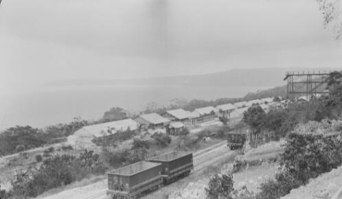 Open wagons on Christmas Island Phosphate Company railway tracks, Christmas Island, approximately 1920