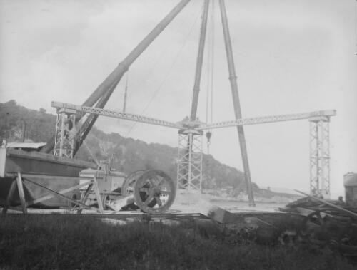A large crane at Christmas Island Phosphate Company pier, Christmas Island, approximately 1927, 1