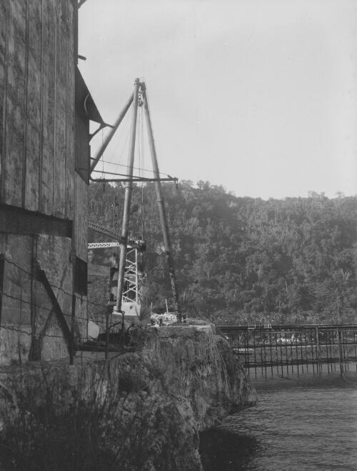 A large crane at Christmas Island Phosphate Company pier, Christmas Island, approximately 1927, 2