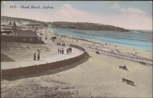 Bondi Beach viewed from South Bondi Beach end, New South Wales, approximately 1900