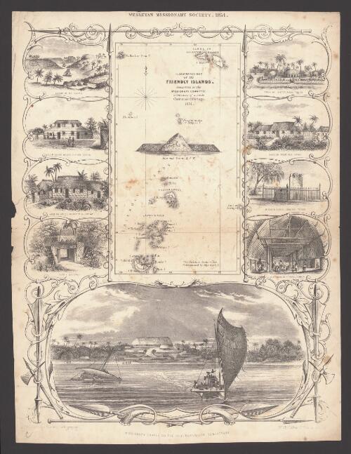 Illustrated map of the Friendly Islands : presented by the Missionary Committee to collectors of juvenile Christmas offerings, 1854